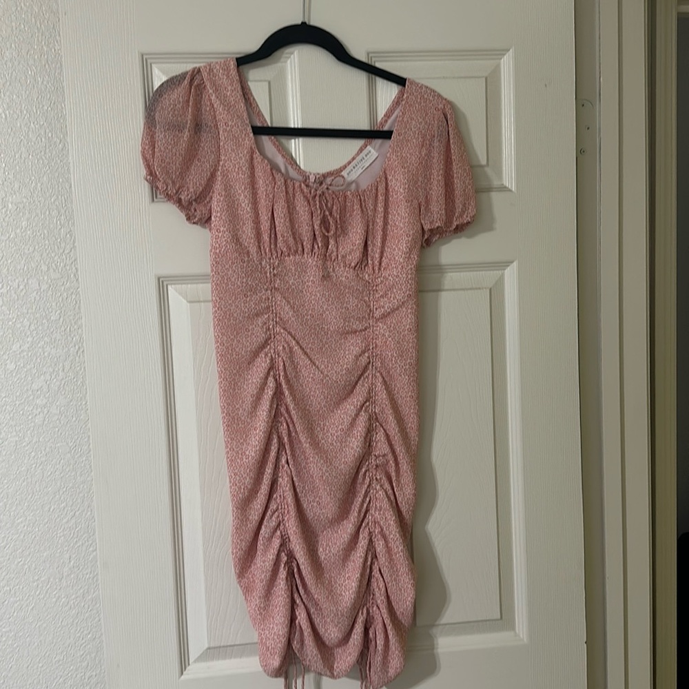 Native Daughter pink floral cinched mini dress size S
